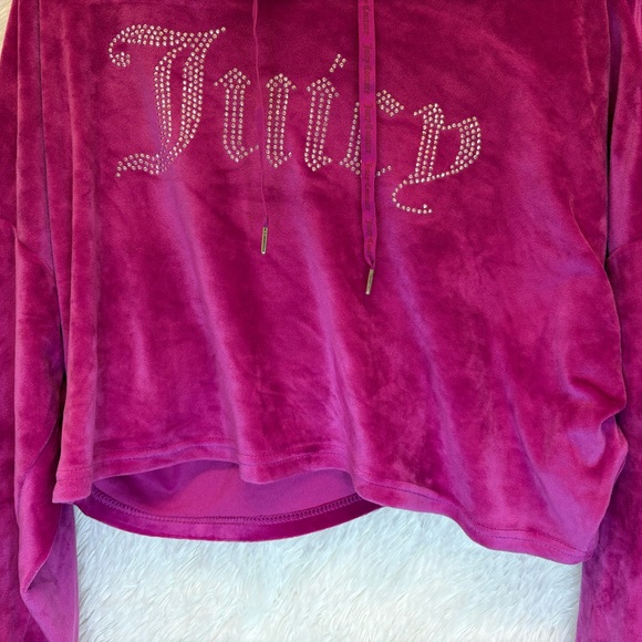 Juicy Couture Magenta Velour Hoodie | XL | Cropped Sleepwear 🩷💗✨ Y2K - Picture 10 of 16